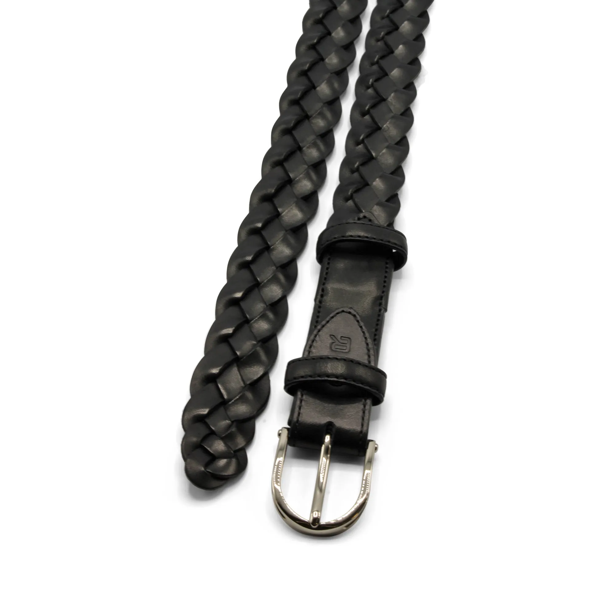 Black Narrow Bancroft Handwoven Leather Belt
