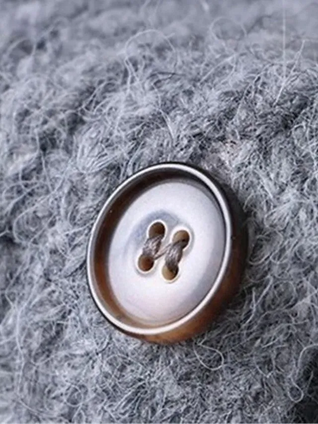 Cardigan Sweater Crew Neck Ribbed Knit with Pockets