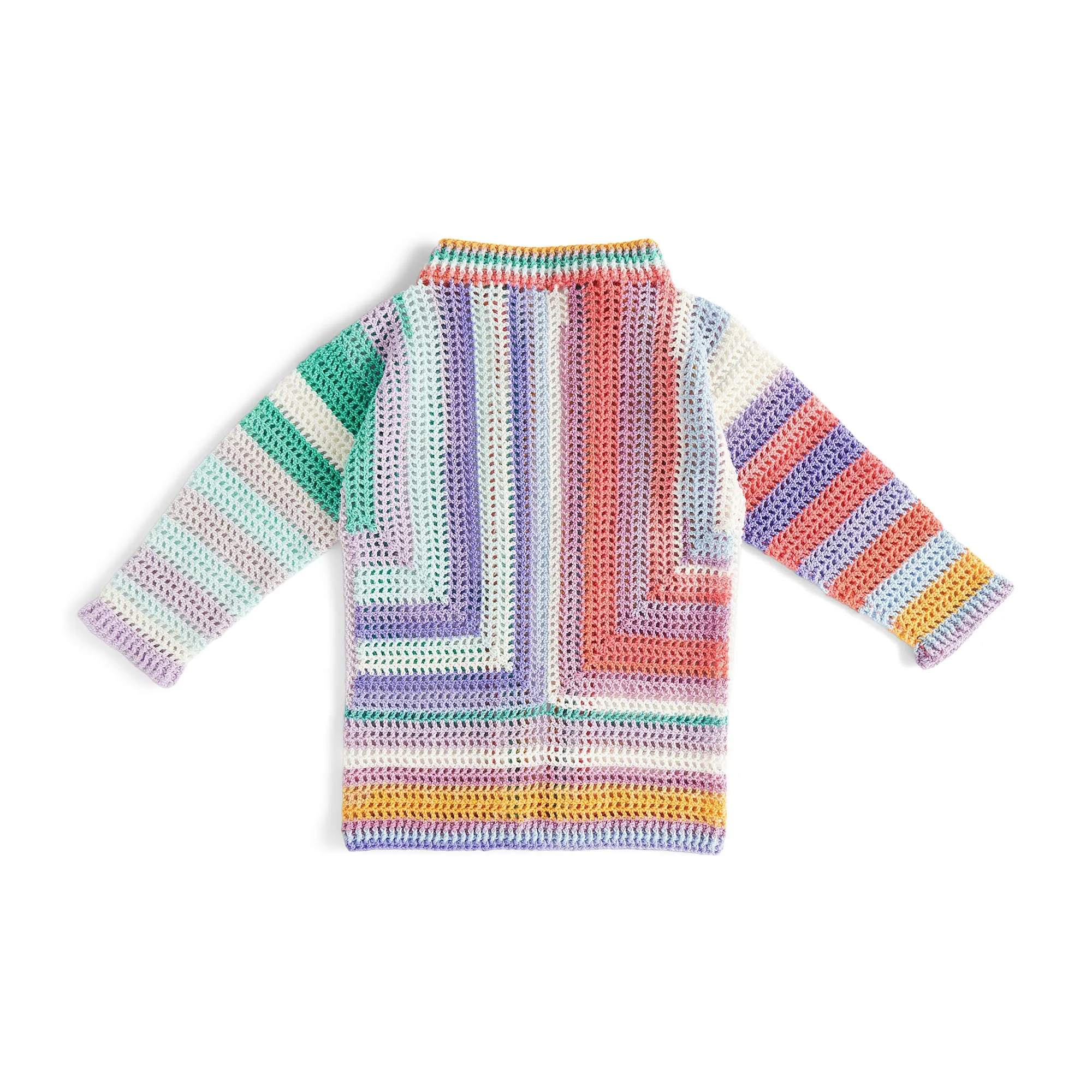 Caron Crochet Mesh Stitch Color-Blocked Cardigan