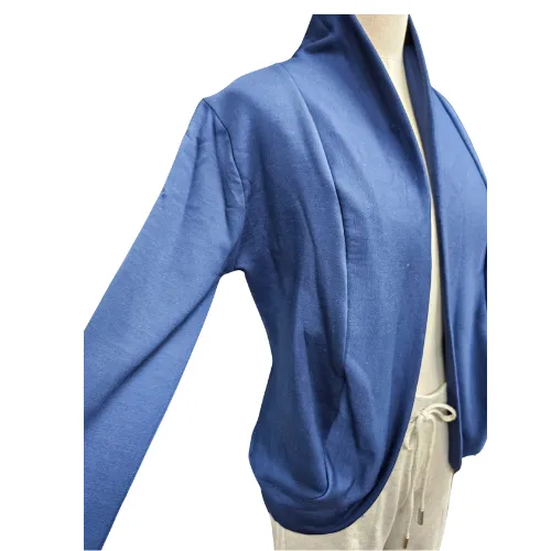 Cascade Cardigan Super Soft Bamboo Brushed Terry  Navy   PIXIE47