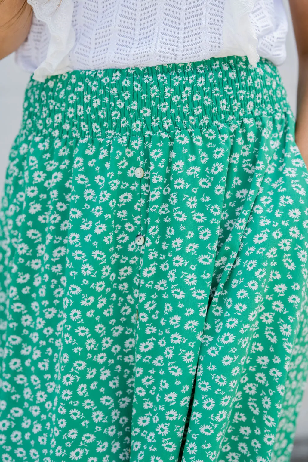 Daisies Button Accented Maxi Skirt