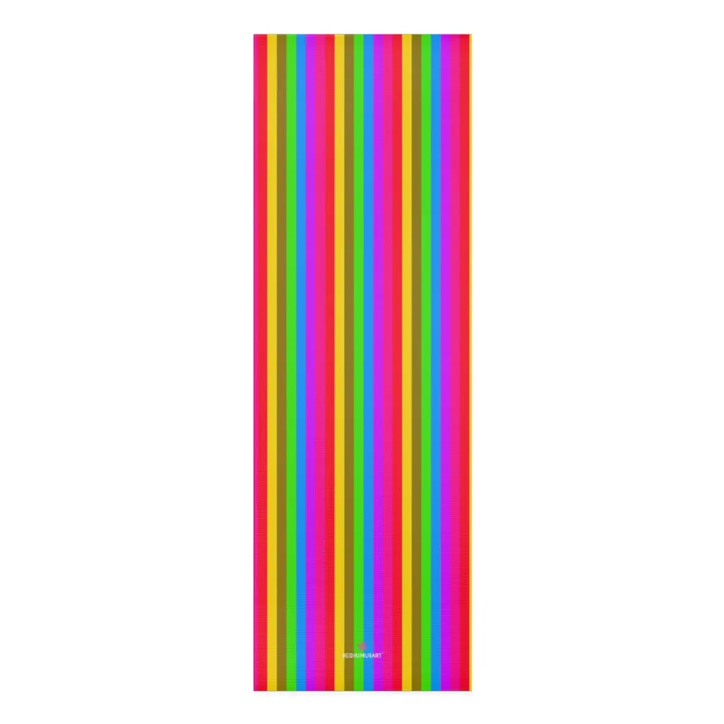 Faded Rainbow Foam Yoga Mat, Gay Pride Best Designer Striped Best Lightweight 0.25" thick Mat - Printed in USA (Size: 24″x72")