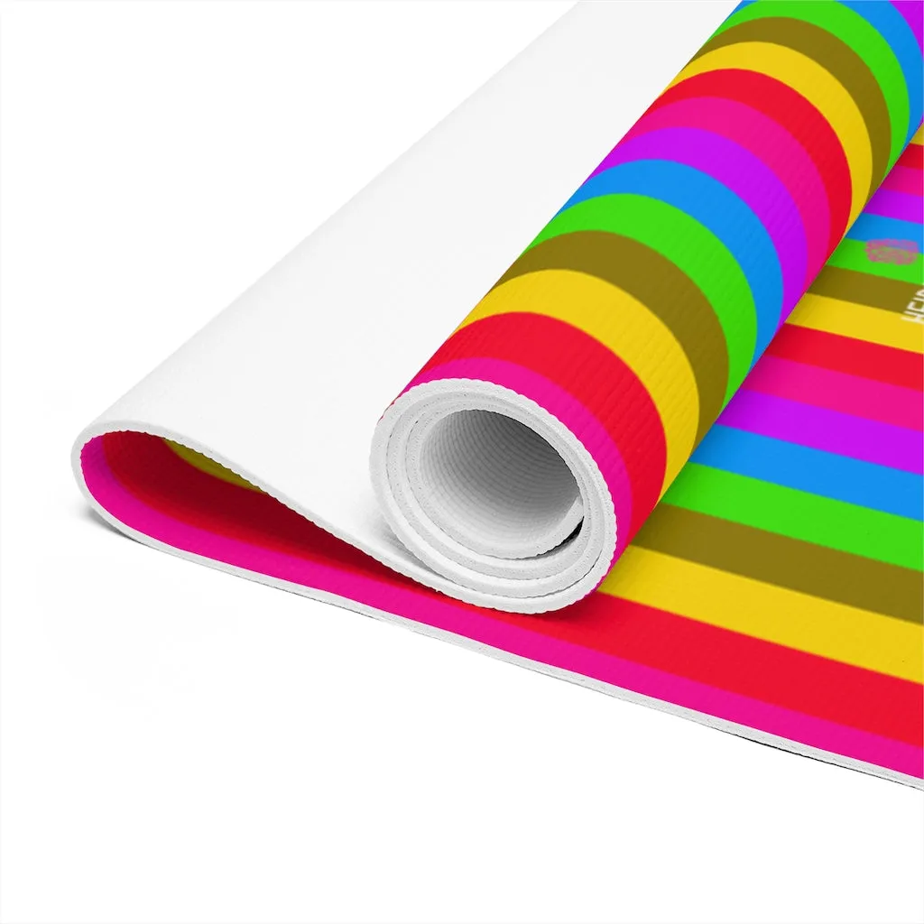 Faded Rainbow Foam Yoga Mat, Gay Pride Best Designer Striped Best Lightweight 0.25" thick Mat - Printed in USA (Size: 24″x72")