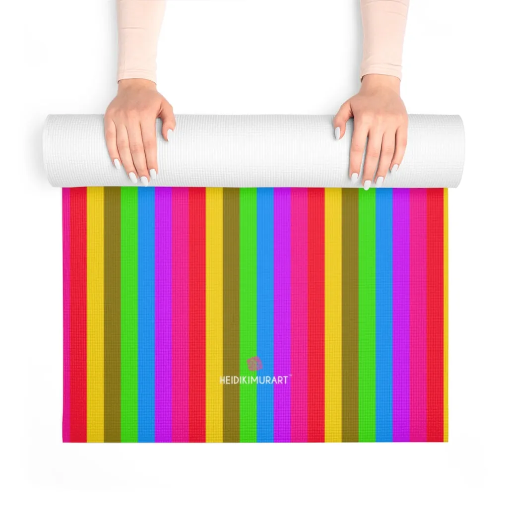 Faded Rainbow Foam Yoga Mat, Gay Pride Best Designer Striped Best Lightweight 0.25" thick Mat - Printed in USA (Size: 24″x72")