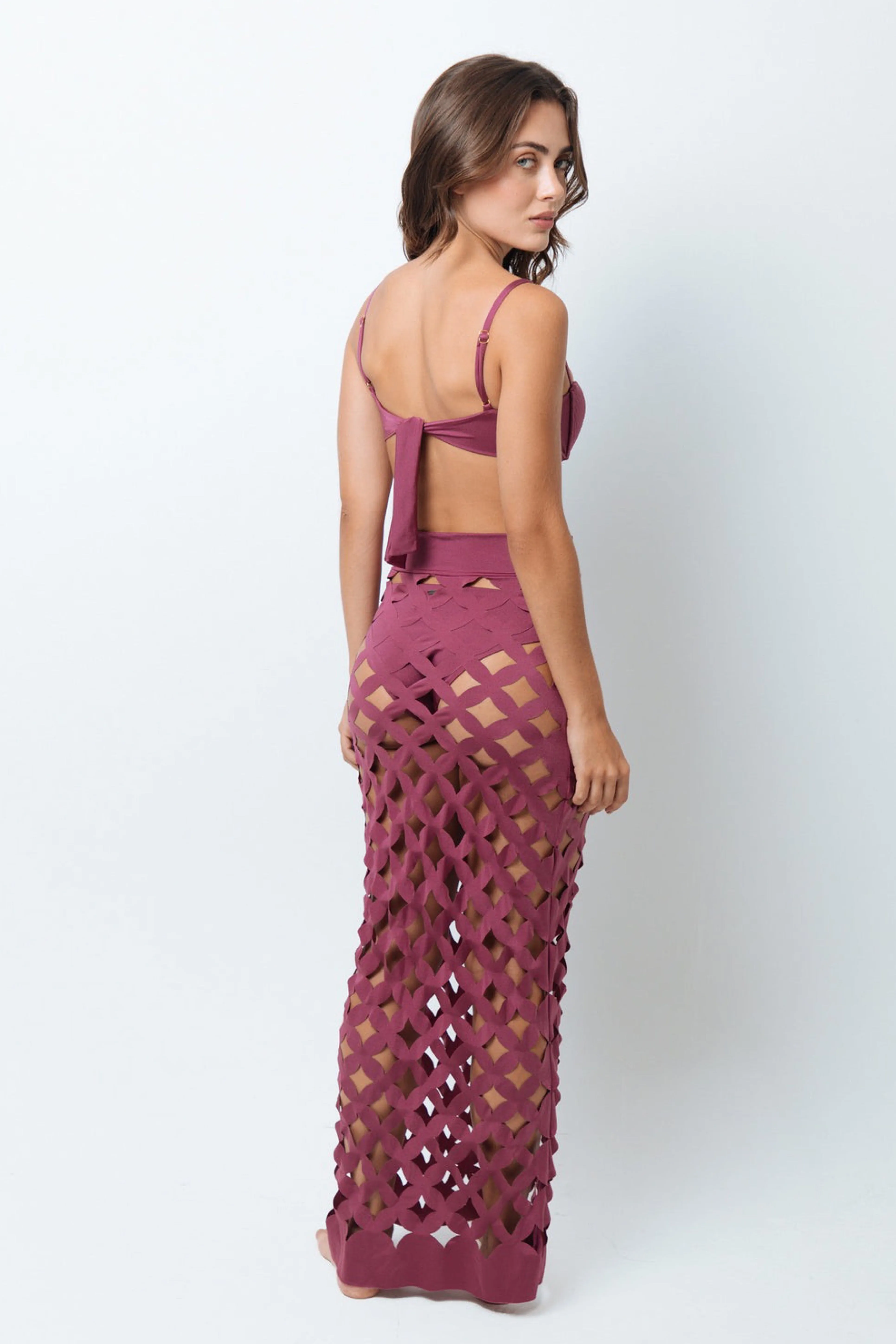 Filipa Magenta Laser Cut  Skirt