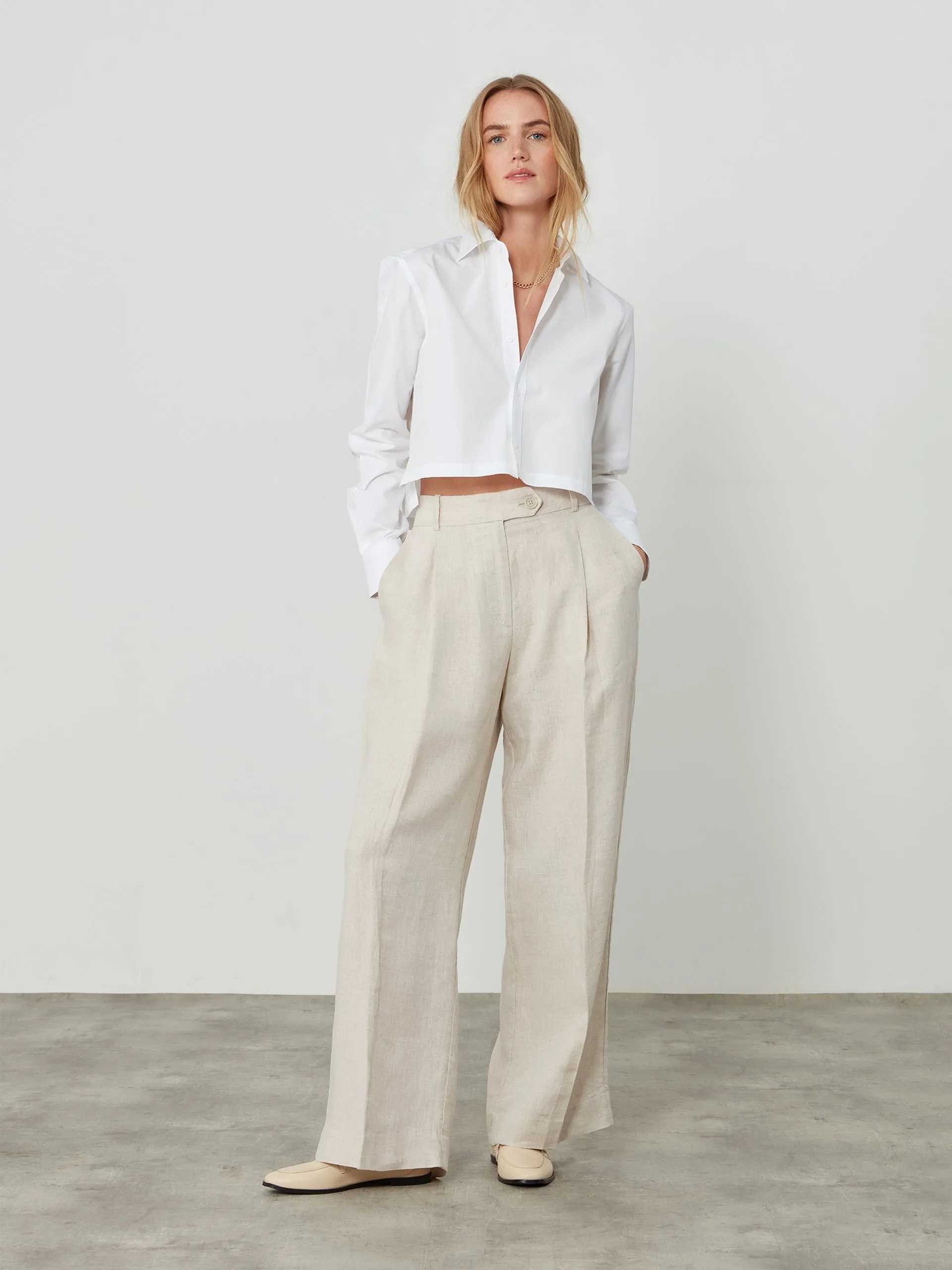 Iris poplin, white cropped shirt