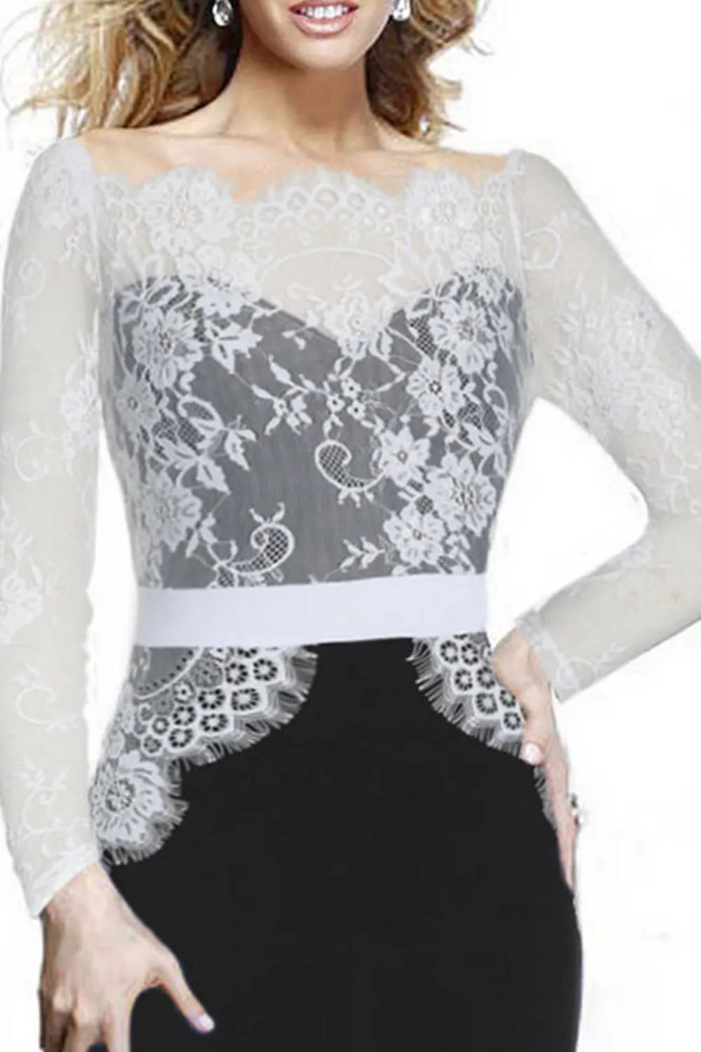 Ketty More Women's Big Swing Lace Design Fishtail Skirt Style Long Dress-KMWD118
