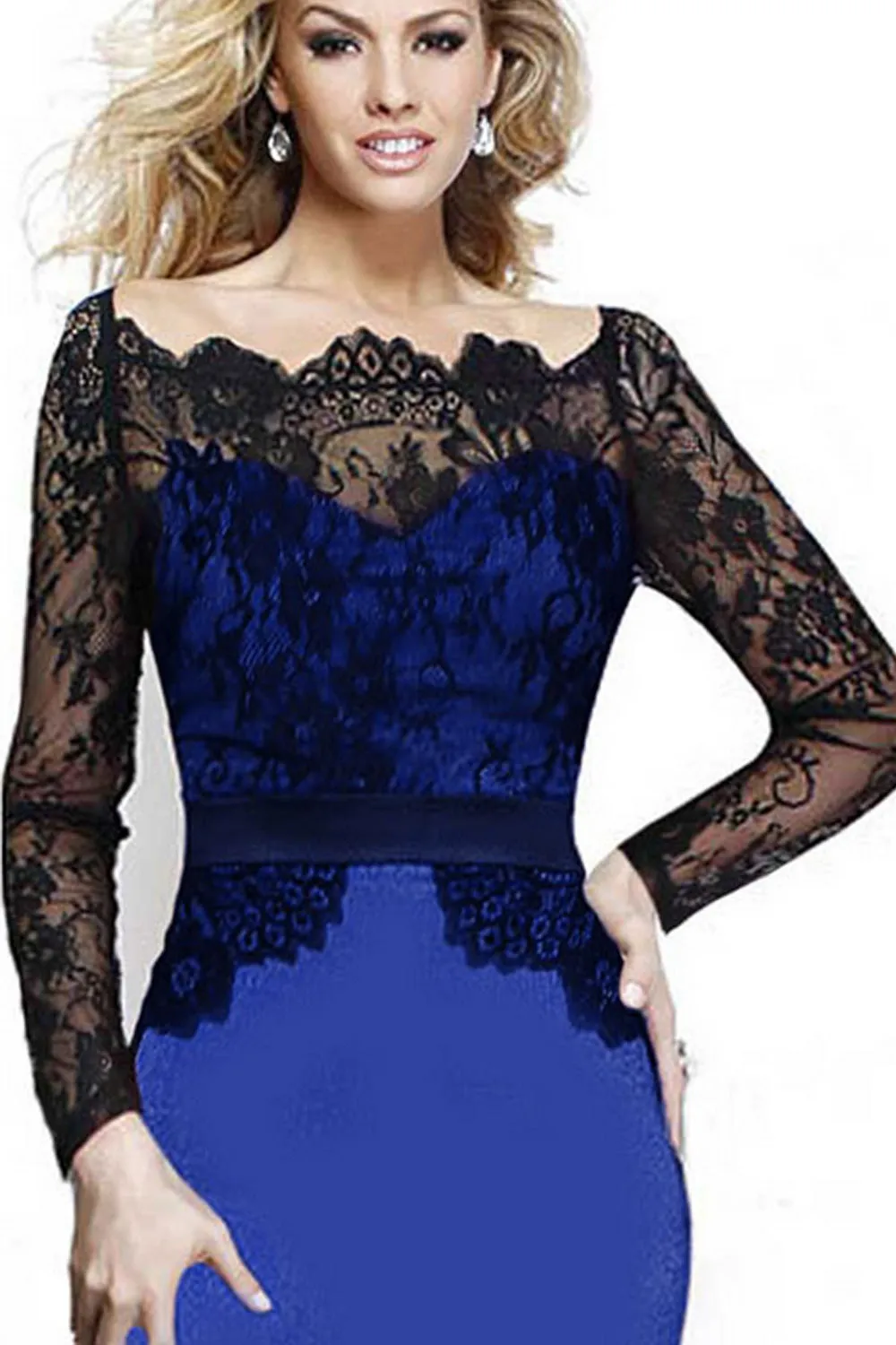 Ketty More Women's Big Swing Lace Design Fishtail Skirt Style Long Dress-KMWD118