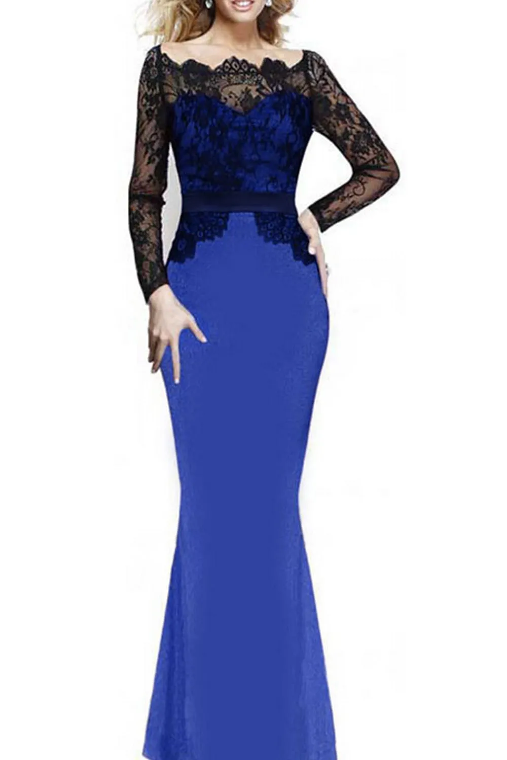 Ketty More Women's Big Swing Lace Design Fishtail Skirt Style Long Dress-KMWD118