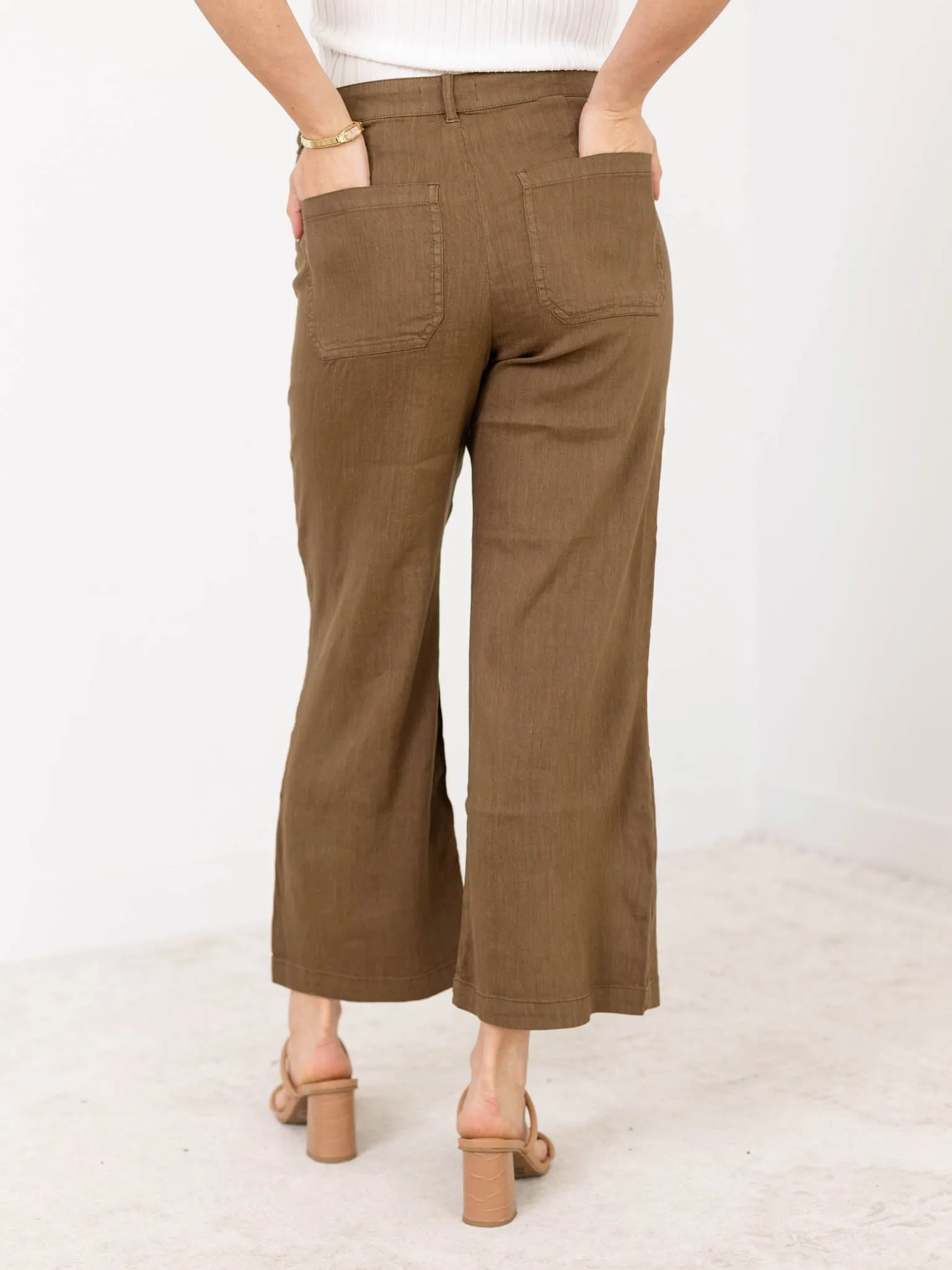 KUT Dark Olive Topaz Utility Wide Leg