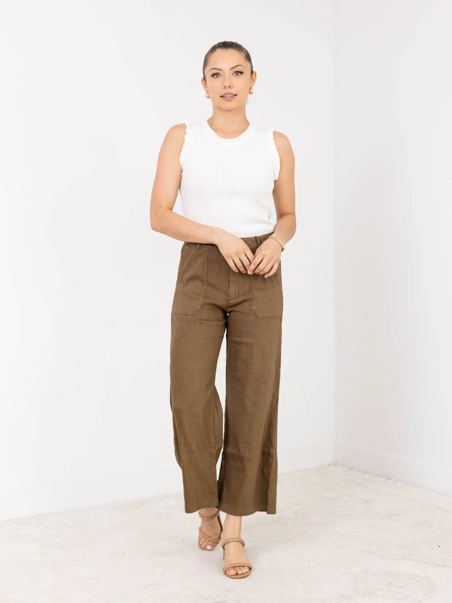 KUT Dark Olive Topaz Utility Wide Leg