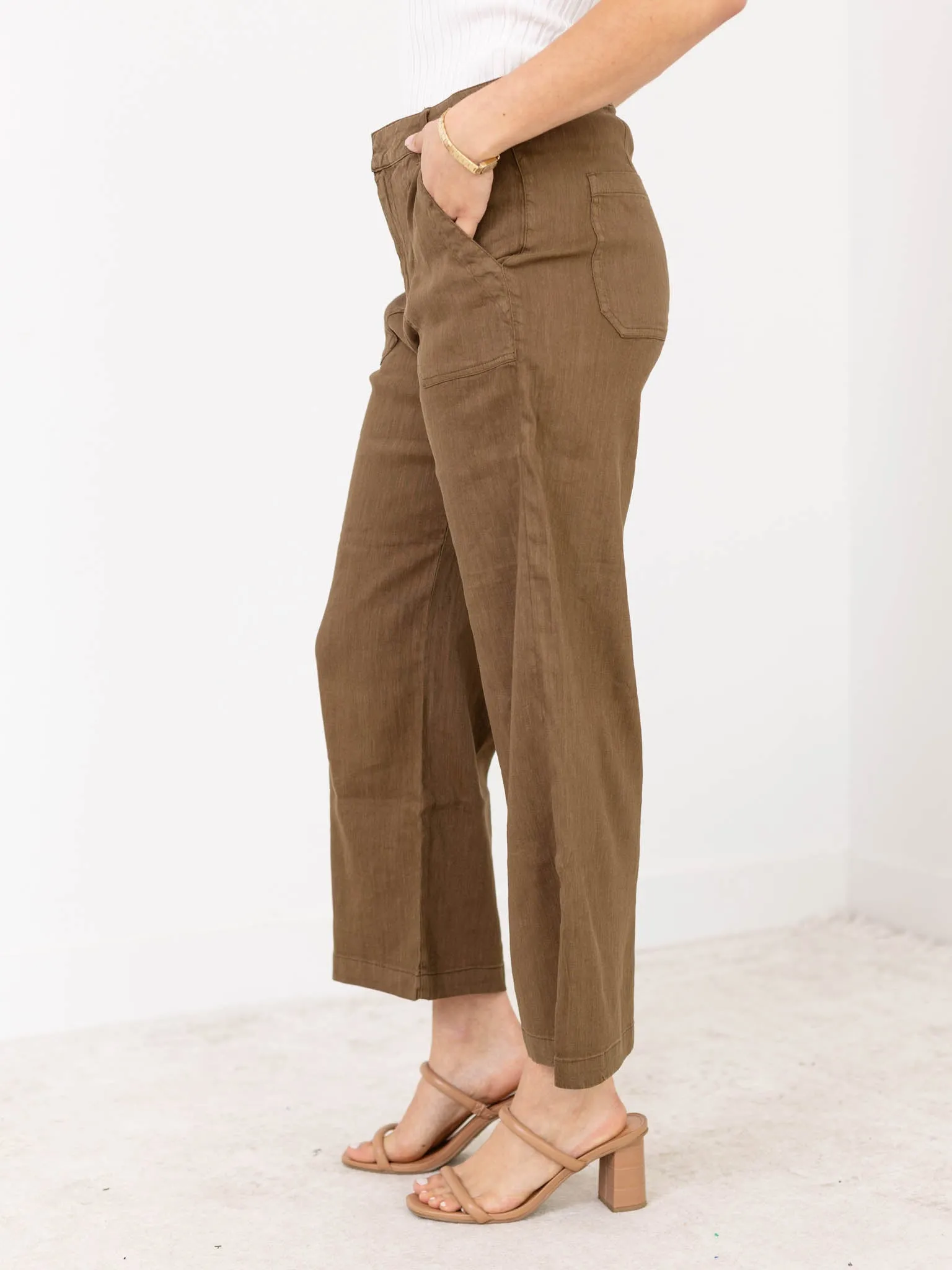 KUT Dark Olive Topaz Utility Wide Leg