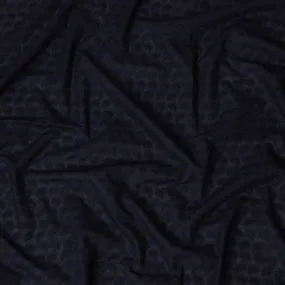 Midnight Blue Cotton Voile Fabric with Embossed Leaf Design, 110 cm Width-D20114
