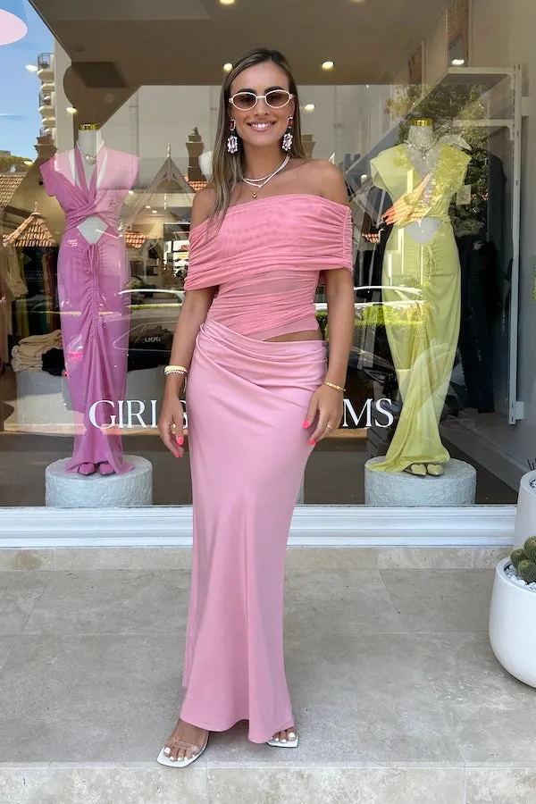 Nico Off Shoulder Maxi Dress Candy Floss
