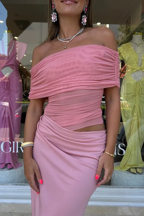 Nico Off Shoulder Maxi Dress Candy Floss