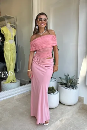Nico Off Shoulder Maxi Dress Candy Floss