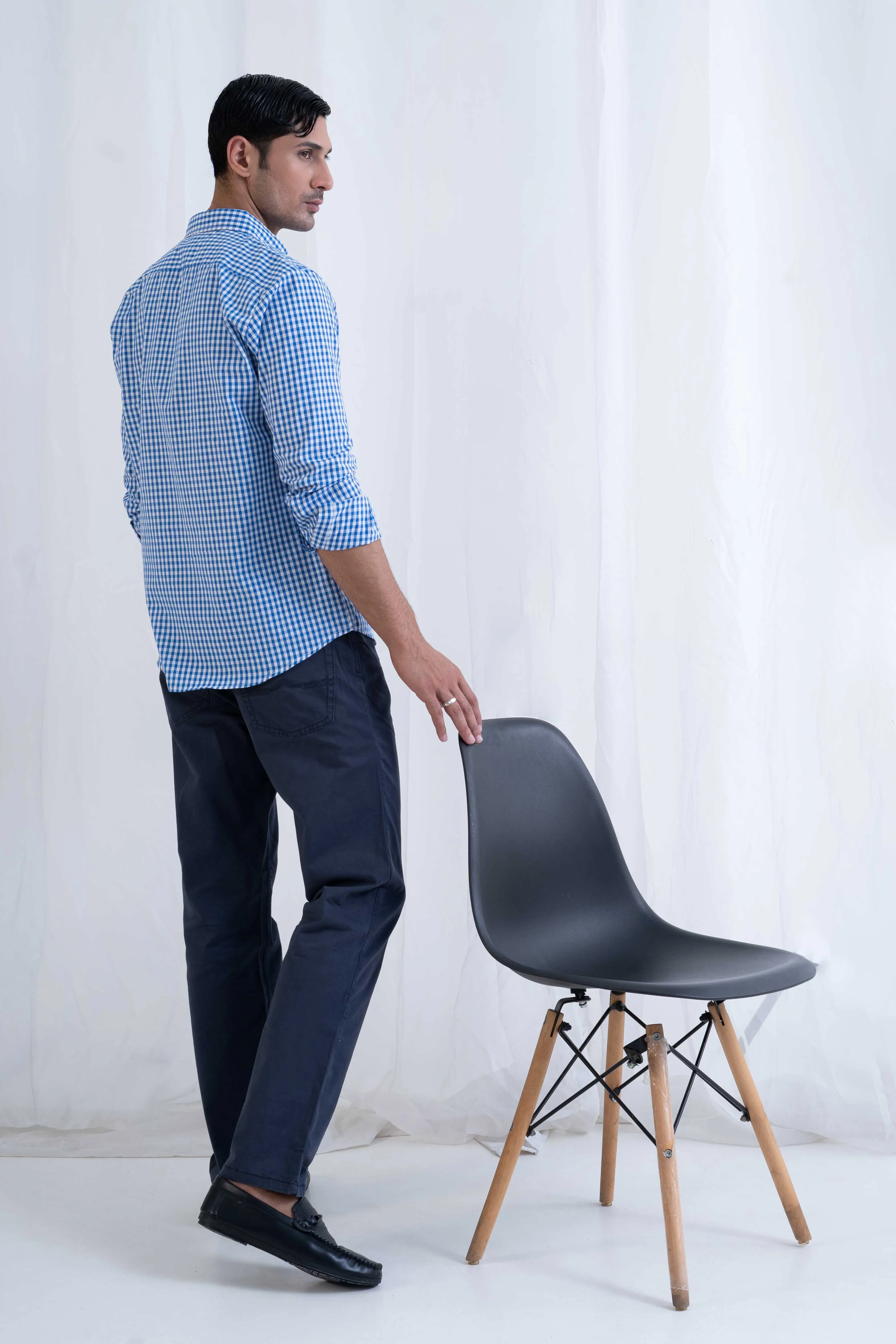Polo Republica Men's Blue Gingham Casual Shirt