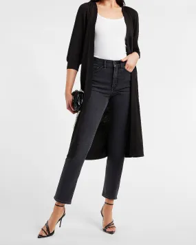 Puff Sleeve Duster Cardigan in Pitch Black