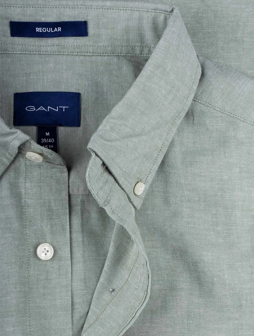 Regular Cotton Linen Short Sleeve Shirt Kalamata Green