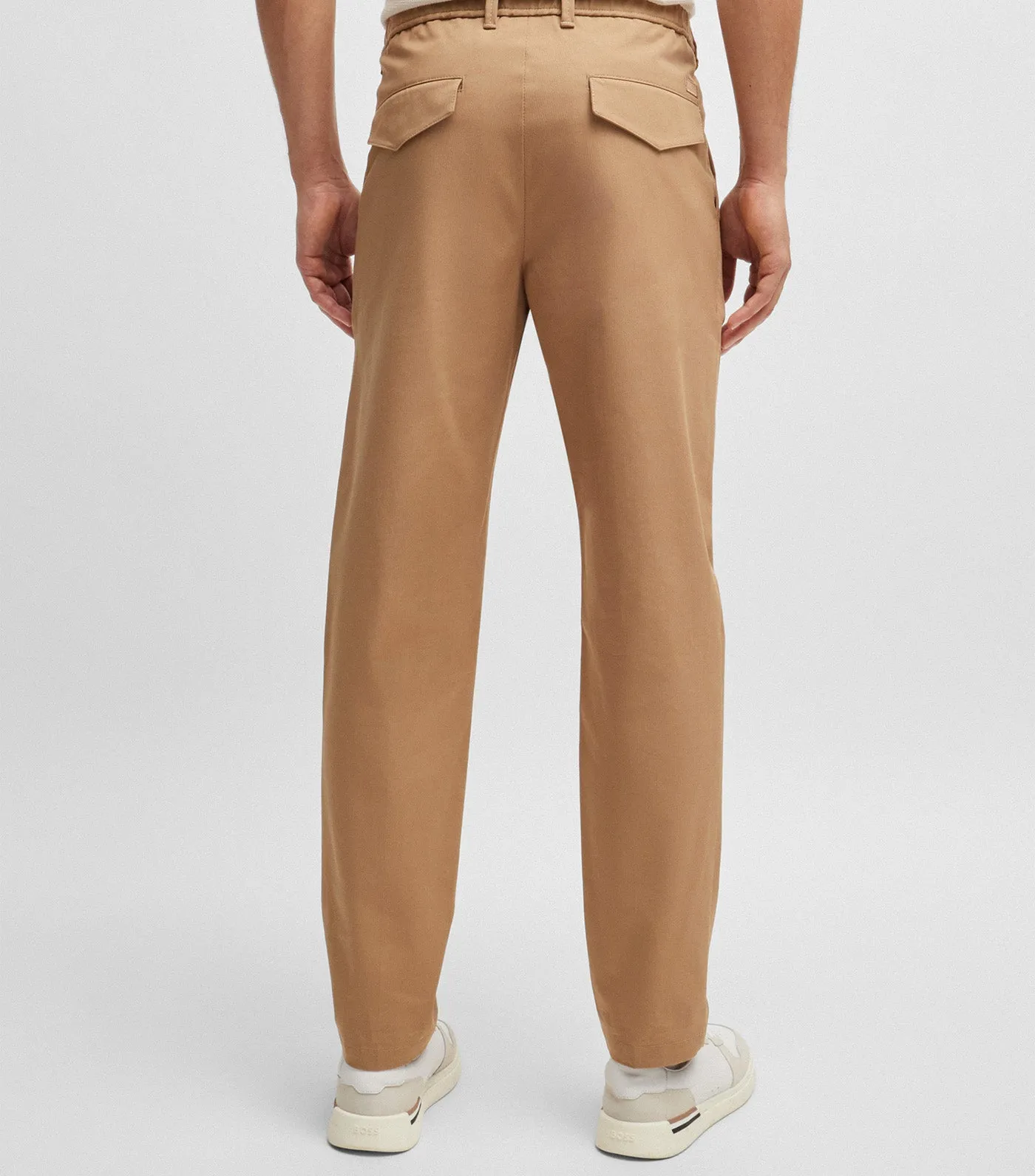 Regular-Fit Trousers in Stretch-Cotton Dobby Open Beige