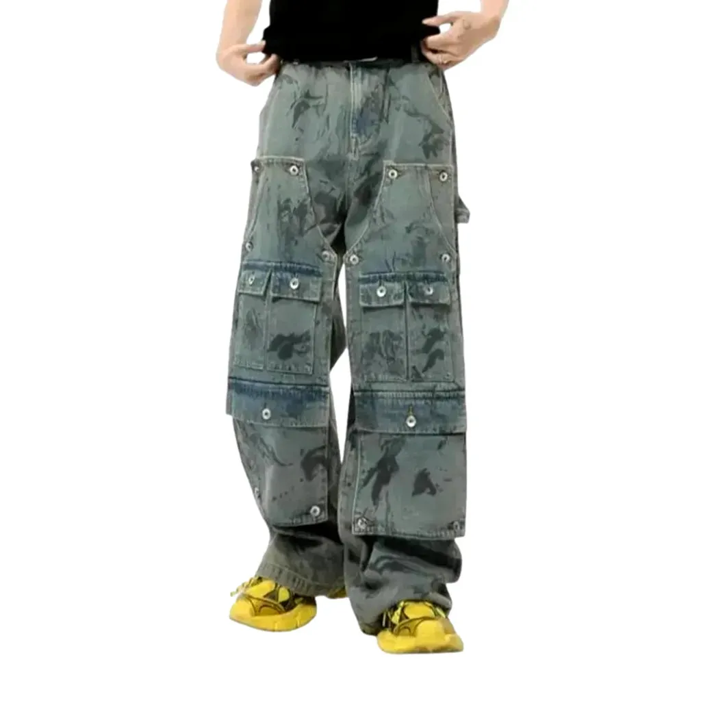 Retro cargo fit mid rise men's jeans