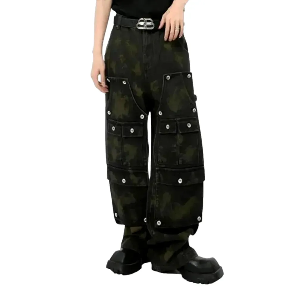 Retro cargo fit mid rise men's jeans