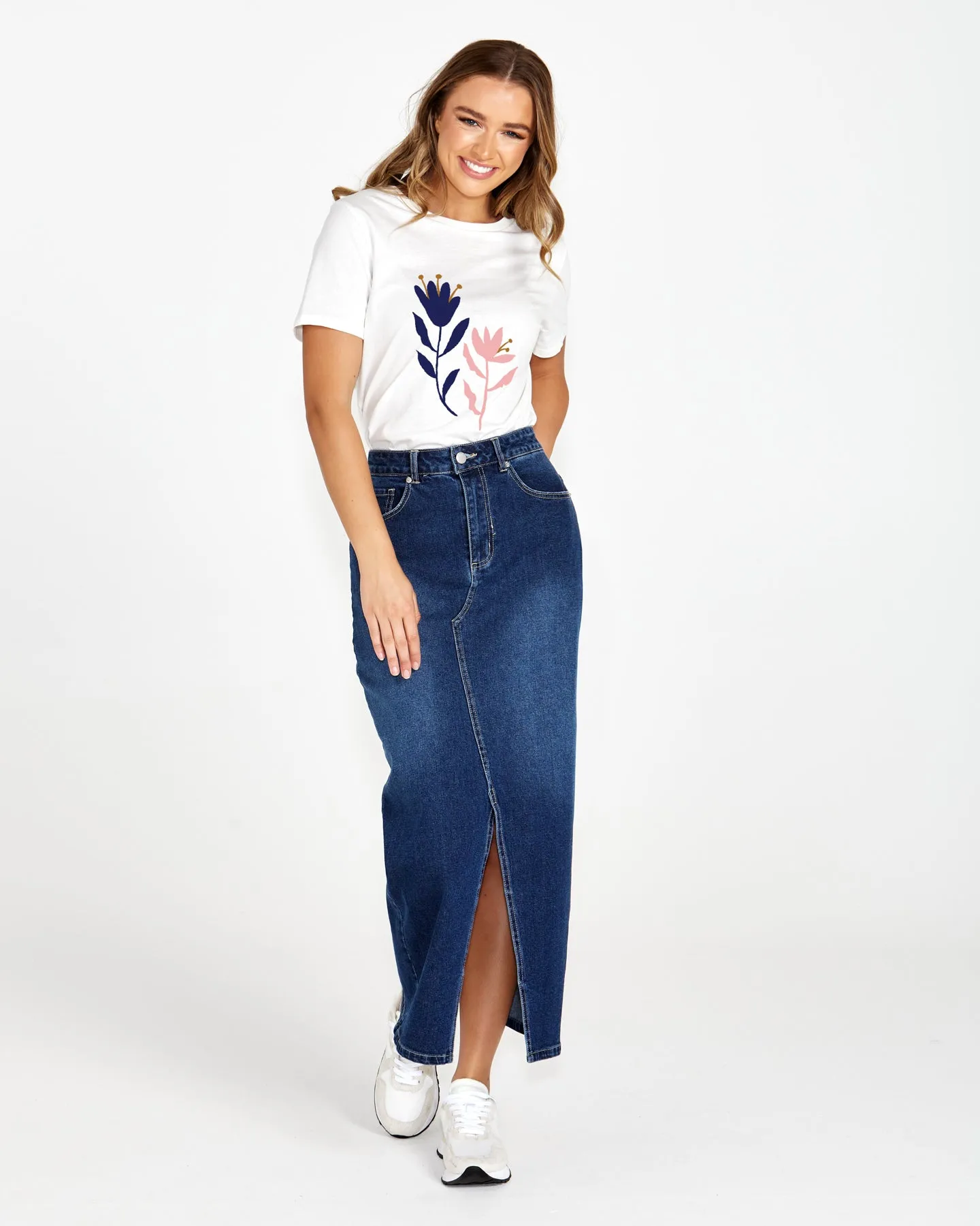 Sass Emerald Denim Maxi Skirt 78 Wash