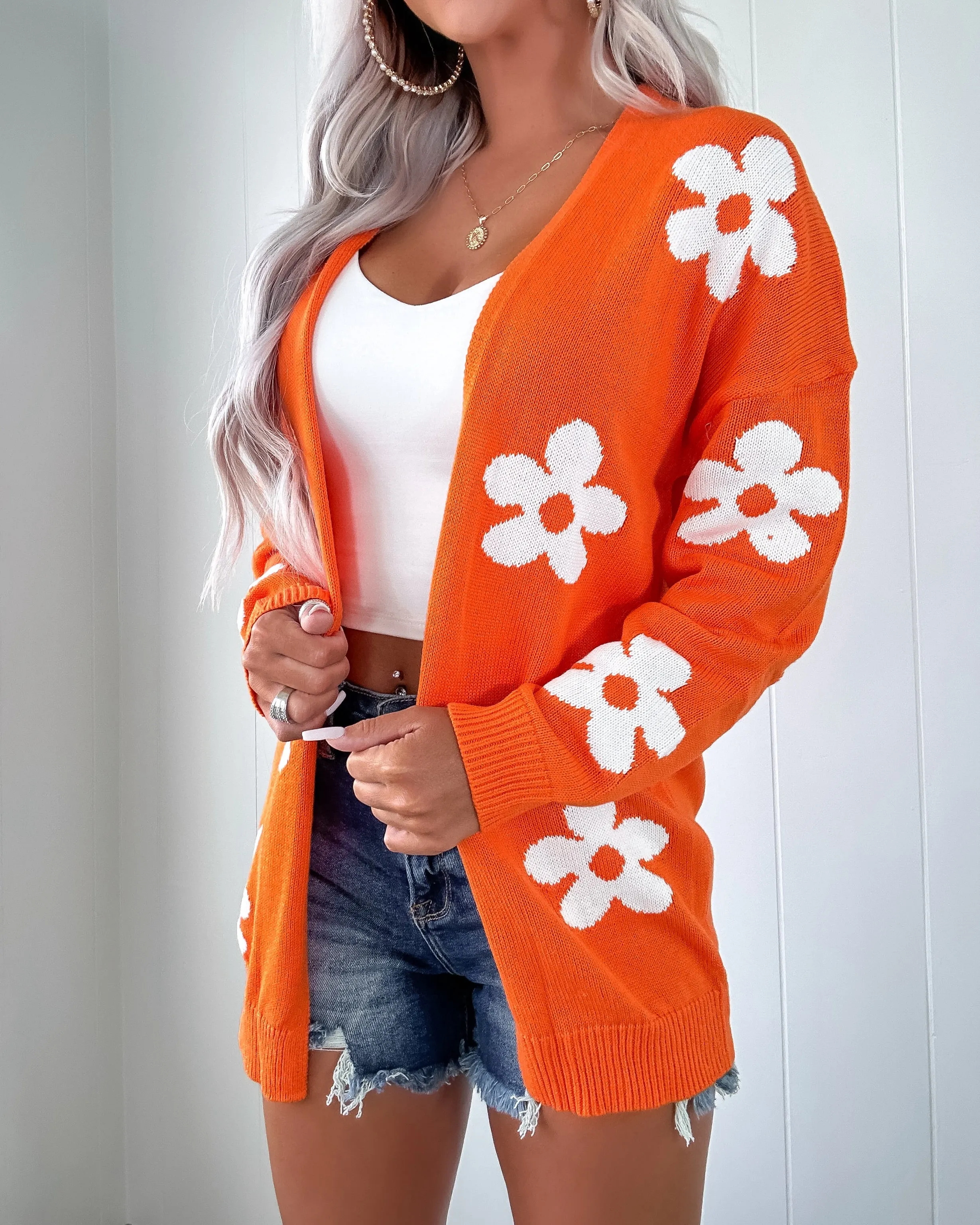 Spiced Essential Floral Cardigan - Orange