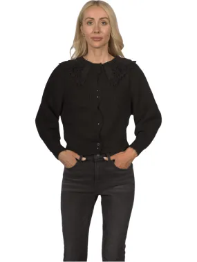 Topshop Women's Crochet Collar Cardi - Black