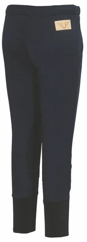 TuffRider Children's Unifleece Pull-On Stretch Fleece Knee Patch Winter Breeches