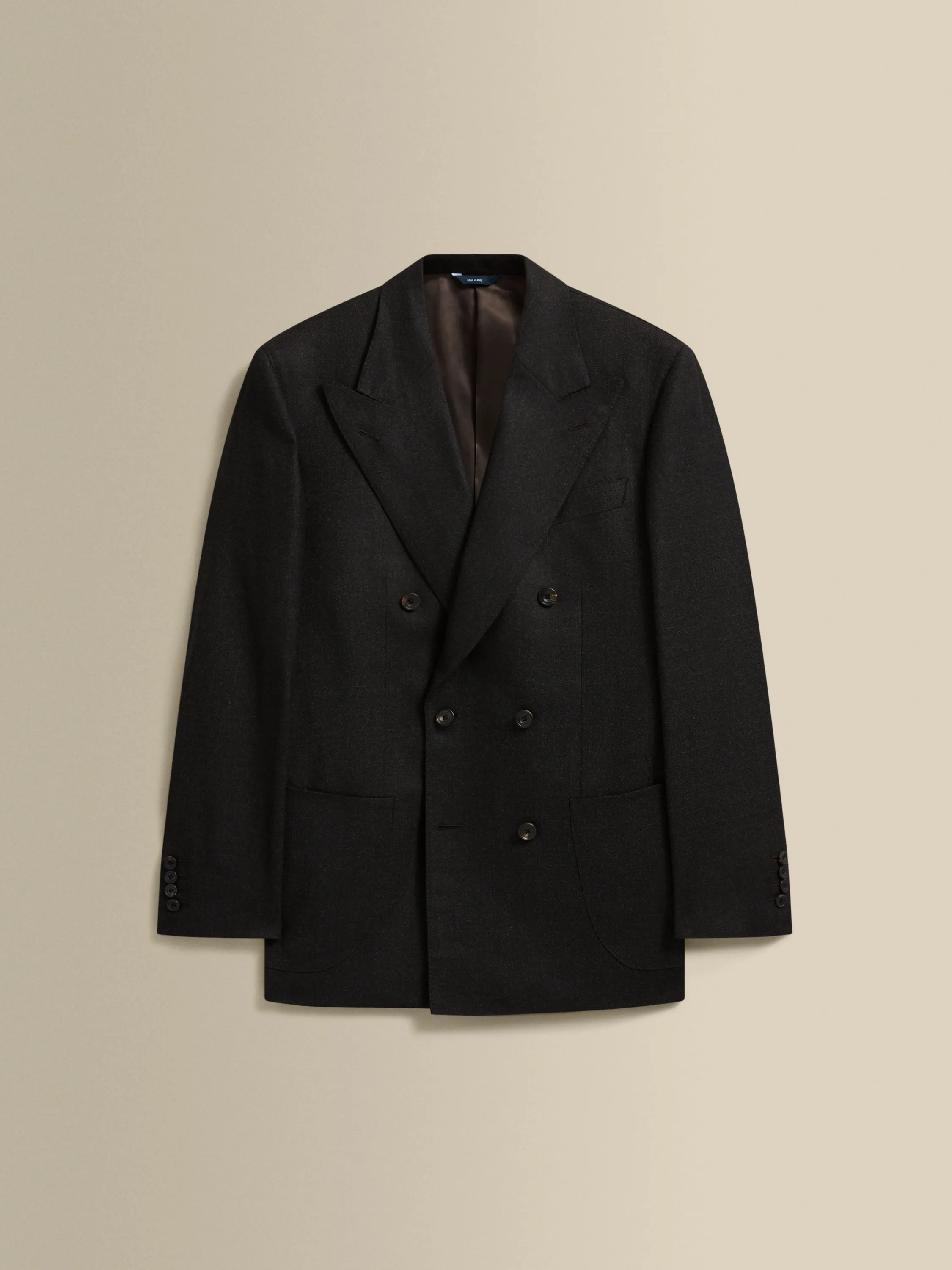 Wool Double Breasted Wide Peak Lapel Suit