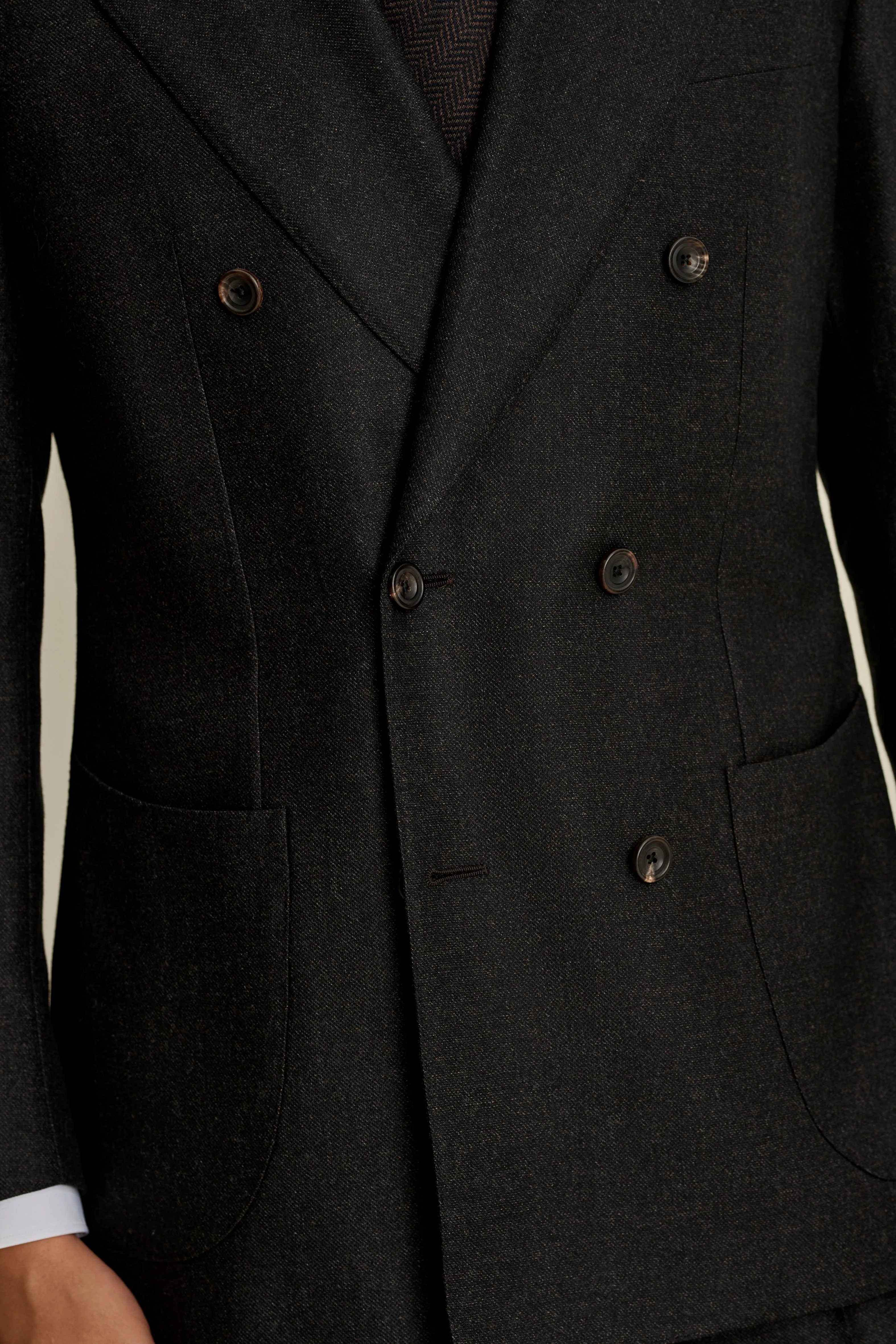 Wool Double Breasted Wide Peak Lapel Suit